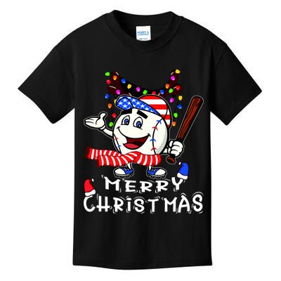 Merry Christmas Baseball Player Kids T-Shirt
