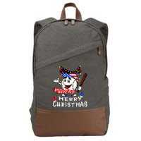 Merry Christmas Baseball Player Cotton Canvas Backpack
