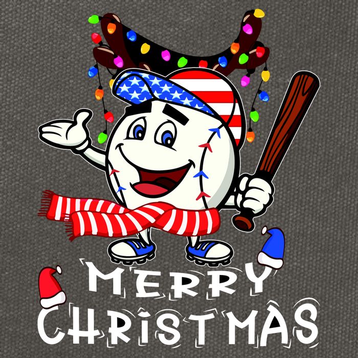 Merry Christmas Baseball Player Cotton Canvas Backpack