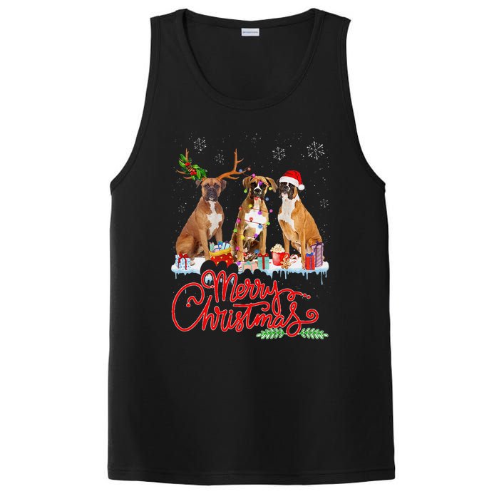 Merry Christmas Boxer Dog Santa Reindeer Light Xmas Pajamas PosiCharge Competitor Tank