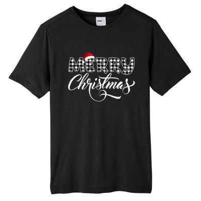 Merry Christmas Buffalo Black And White Plaid Tall Fusion ChromaSoft Performance T-Shirt