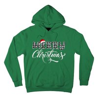 Merry Christmas Buffalo Black And White Plaid Hoodie