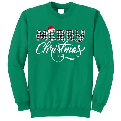 Merry Christmas Buffalo Black And White Plaid Sweatshirt