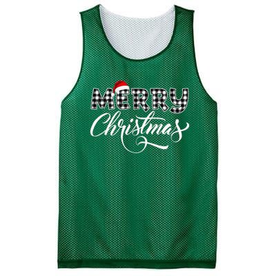 Merry Christmas Buffalo Black And White Plaid Mesh Reversible Basketball Jersey Tank