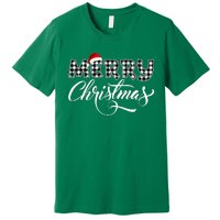 Merry Christmas Buffalo Black And White Plaid Premium T-Shirt