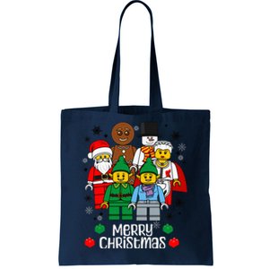 Merry Christmas Building Bricks Santa Elf Snowman Figures Tote Bag