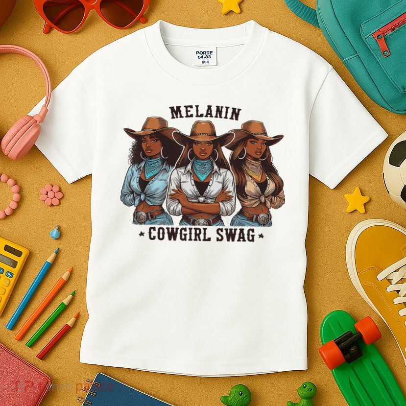 Melanin Cowgirls Black History African Melanin Cowgirl Swag Kids T-Shirt