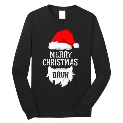 Merry Christmas Bruh Santa Xmas Family Matching Costume Long Sleeve Shirt