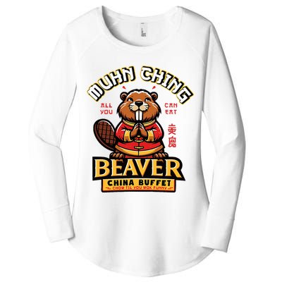 Muhn Ching Beaver Dirty Raunchy Women's Perfect Tri Tunic Long Sleeve Shirt