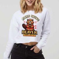 Muhn Ching Beaver Dirty Raunchy Cropped Pullover Crew