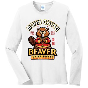 Muhn Ching Beaver Dirty Raunchy Ladies Long Sleeve Shirt