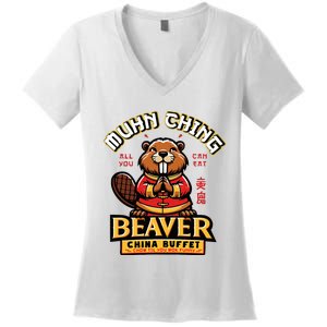 Muhn Ching Beaver Dirty Raunchy Women's V-Neck T-Shirt