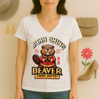 Muhn Ching Beaver Dirty Raunchy Women's V-Neck T-Shirt