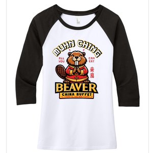 Muhn Ching Beaver Dirty Raunchy Women's Tri-Blend 3/4-Sleeve Raglan Shirt