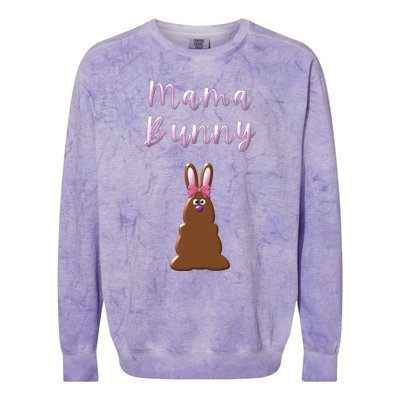 Mama Chocolate Bunny Rabbigift Funny Easter Mom Quote Cool Gift Colorblast Crewneck Sweatshirt