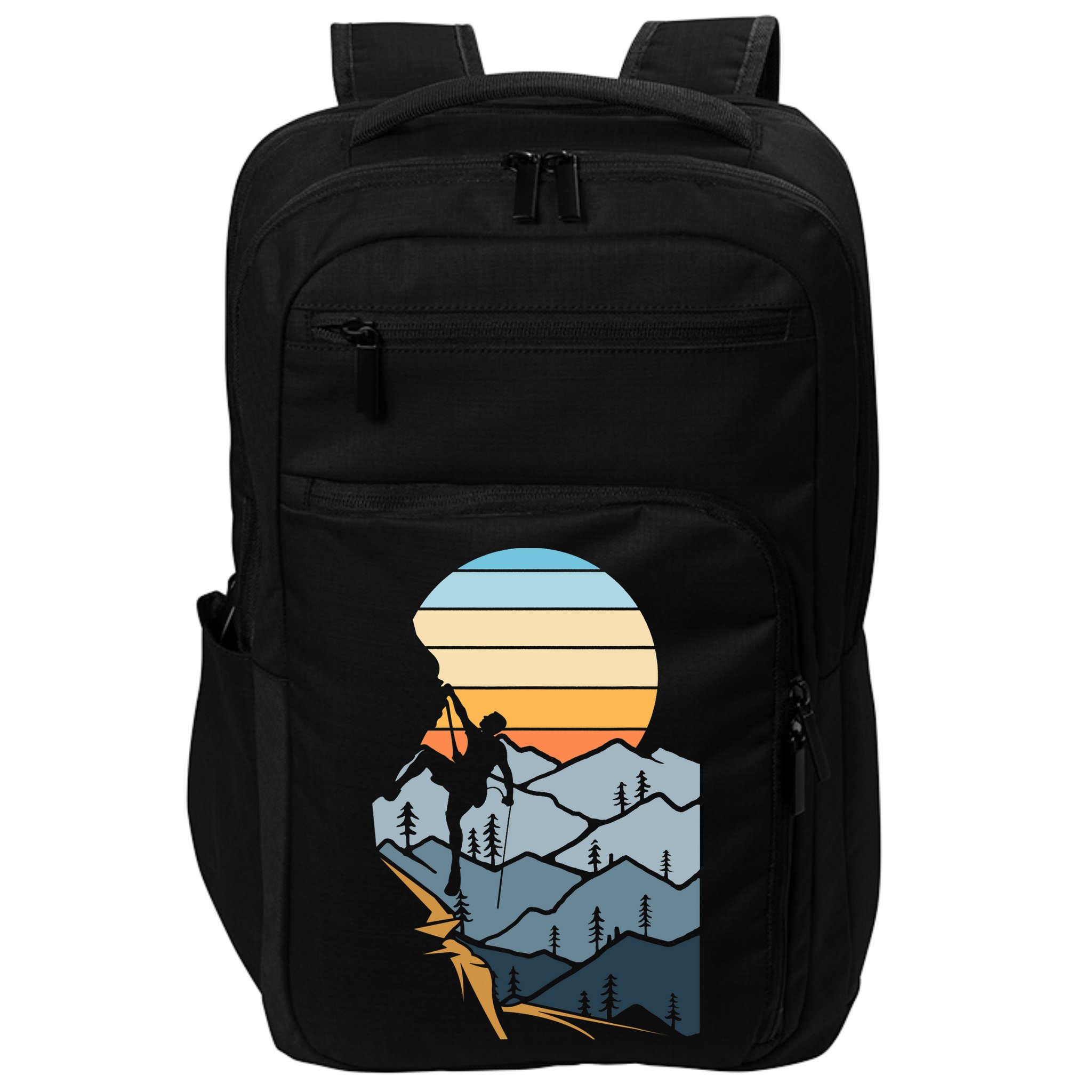 Mountain Climber Boulder Sports Hobby Retro Rock Climbing Impact Tech Backpack