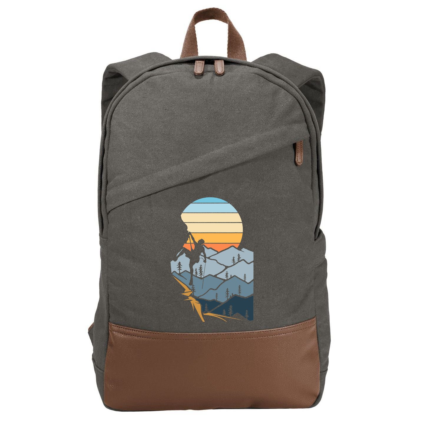 Mountain Climber Boulder Sports Hobby Retro Rock Climbing Cotton Canvas Backpack