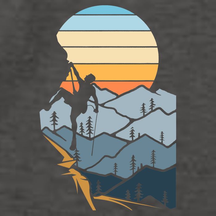 Mountain Climber Boulder Sports Hobby Retro Rock Climbing Vector Backpack