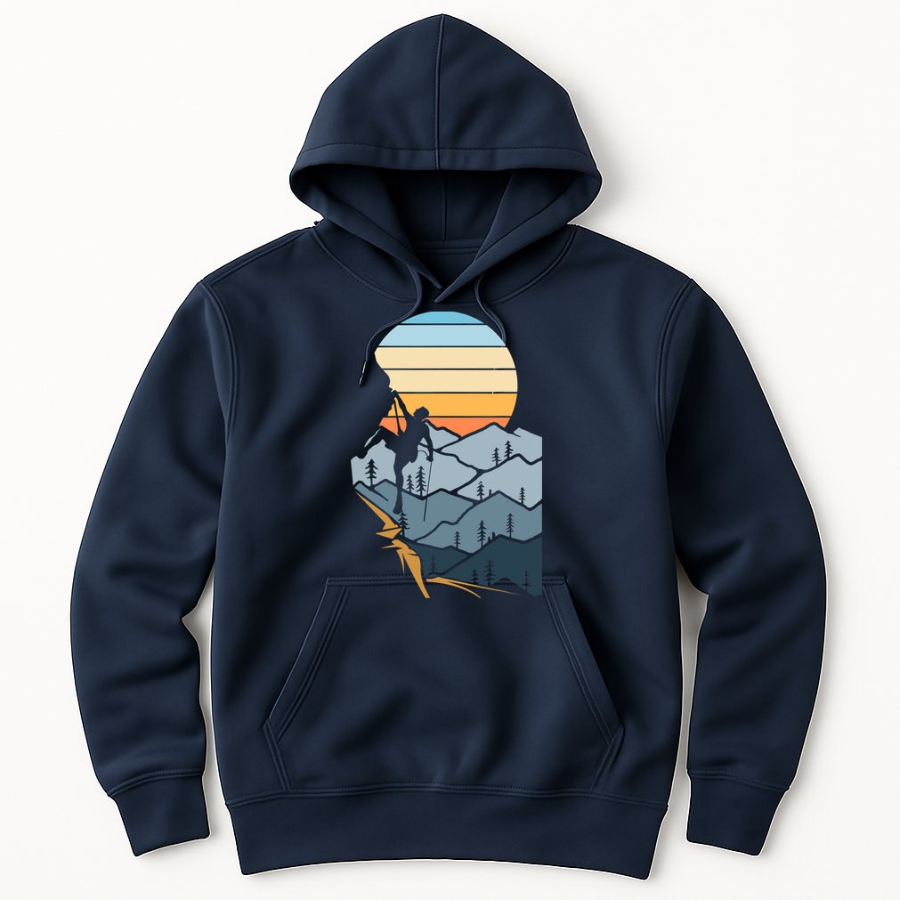 Mountain Climber Boulder Sports Hobby Retro Rock Climbing Hoodie