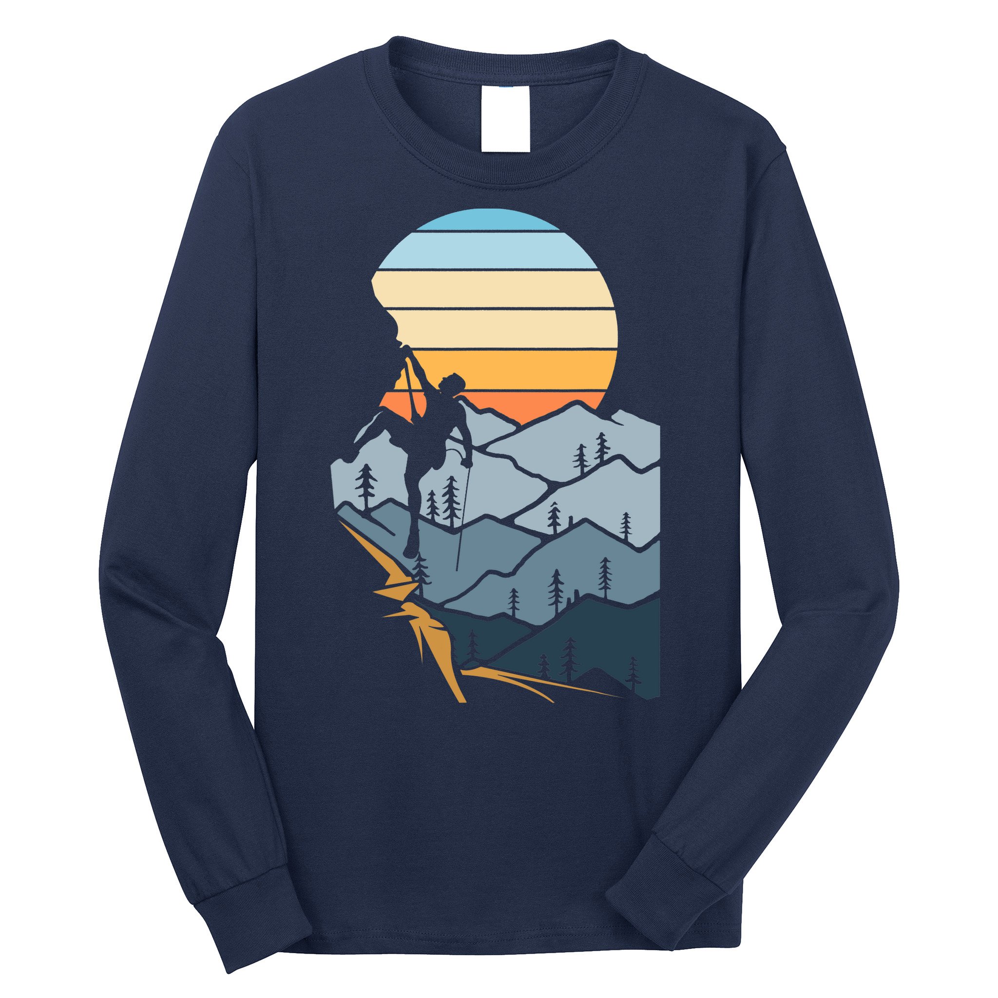 Mountain Climber Boulder Sports Hobby Retro Rock Climbing Long Sleeve Shirt