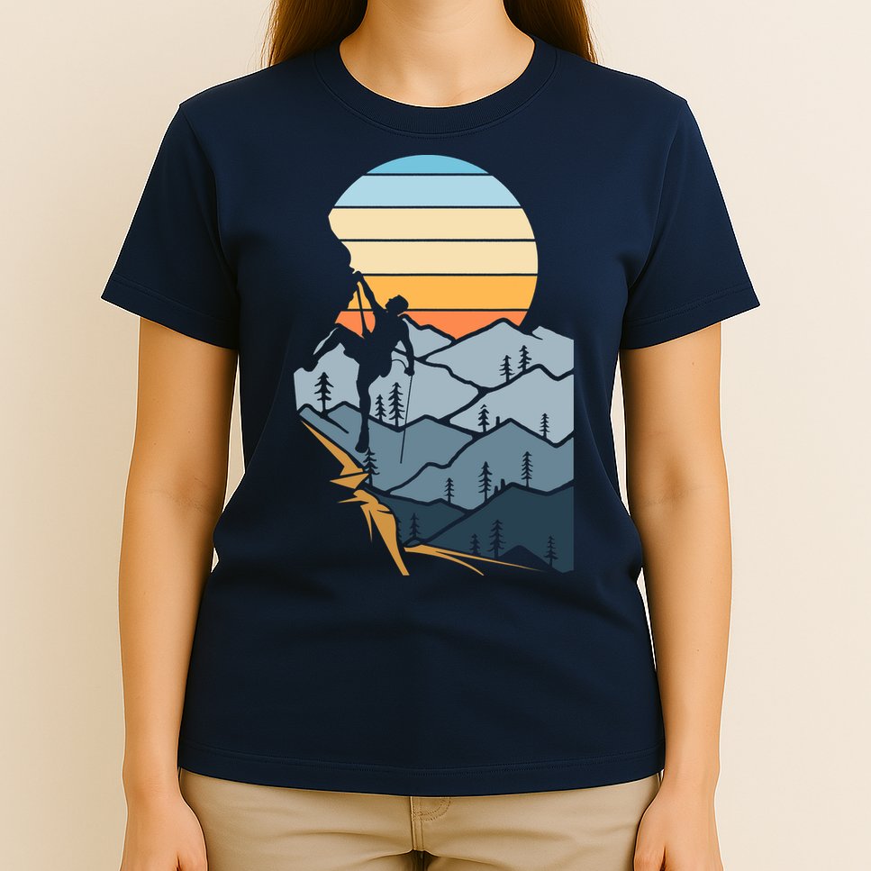 Mountain Climber Boulder Sports Hobby Retro Rock Climbing T-Shirt