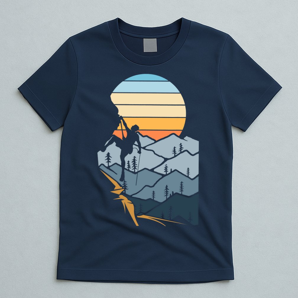 Mountain Climber Boulder Sports Hobby Retro Rock Climbing T-Shirt