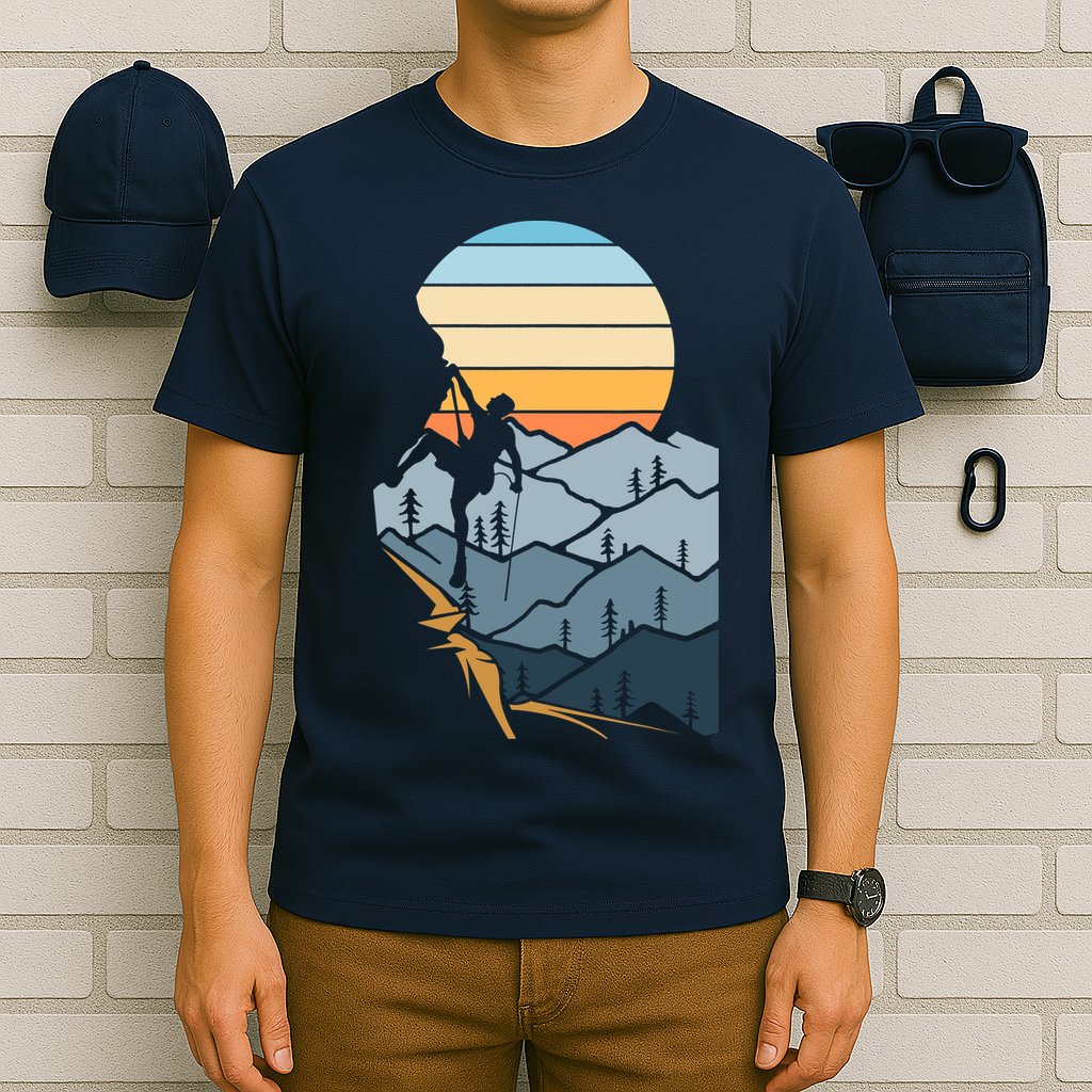 Mountain Climber Boulder Sports Hobby Retro Rock Climbing T-Shirt