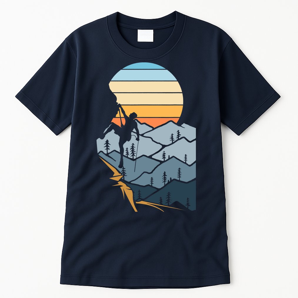 Mountain Climber Boulder Sports Hobby Retro Rock Climbing Tall T-Shirt