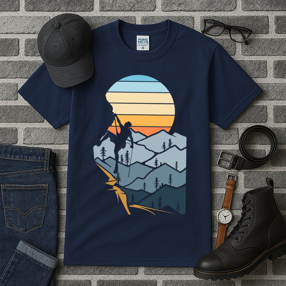 Mountain Climber Boulder Sports Hobby Retro Rock Climbing Tall T-Shirt