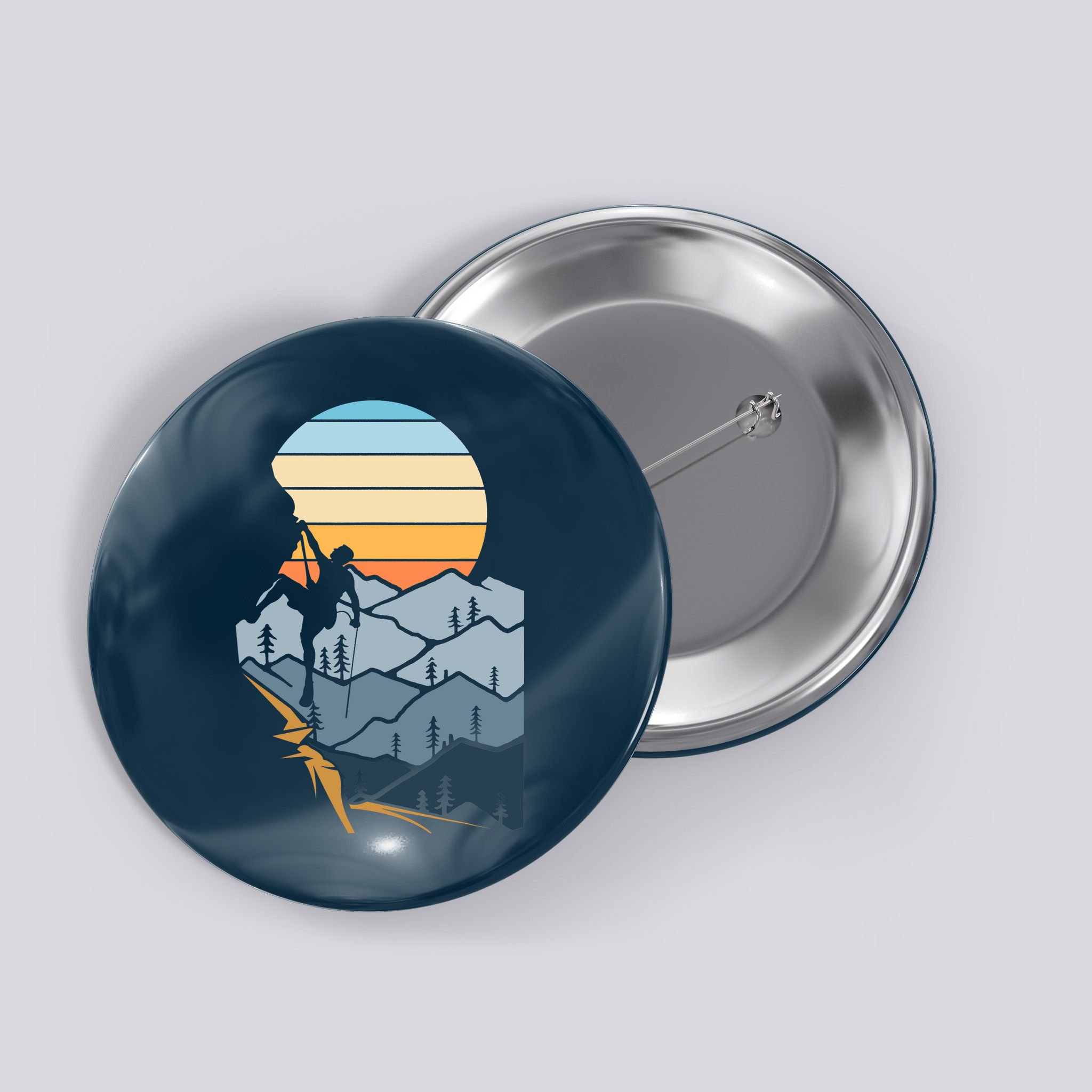 Mountain Climber Boulder Sports Hobby Retro Rock Climbing Button