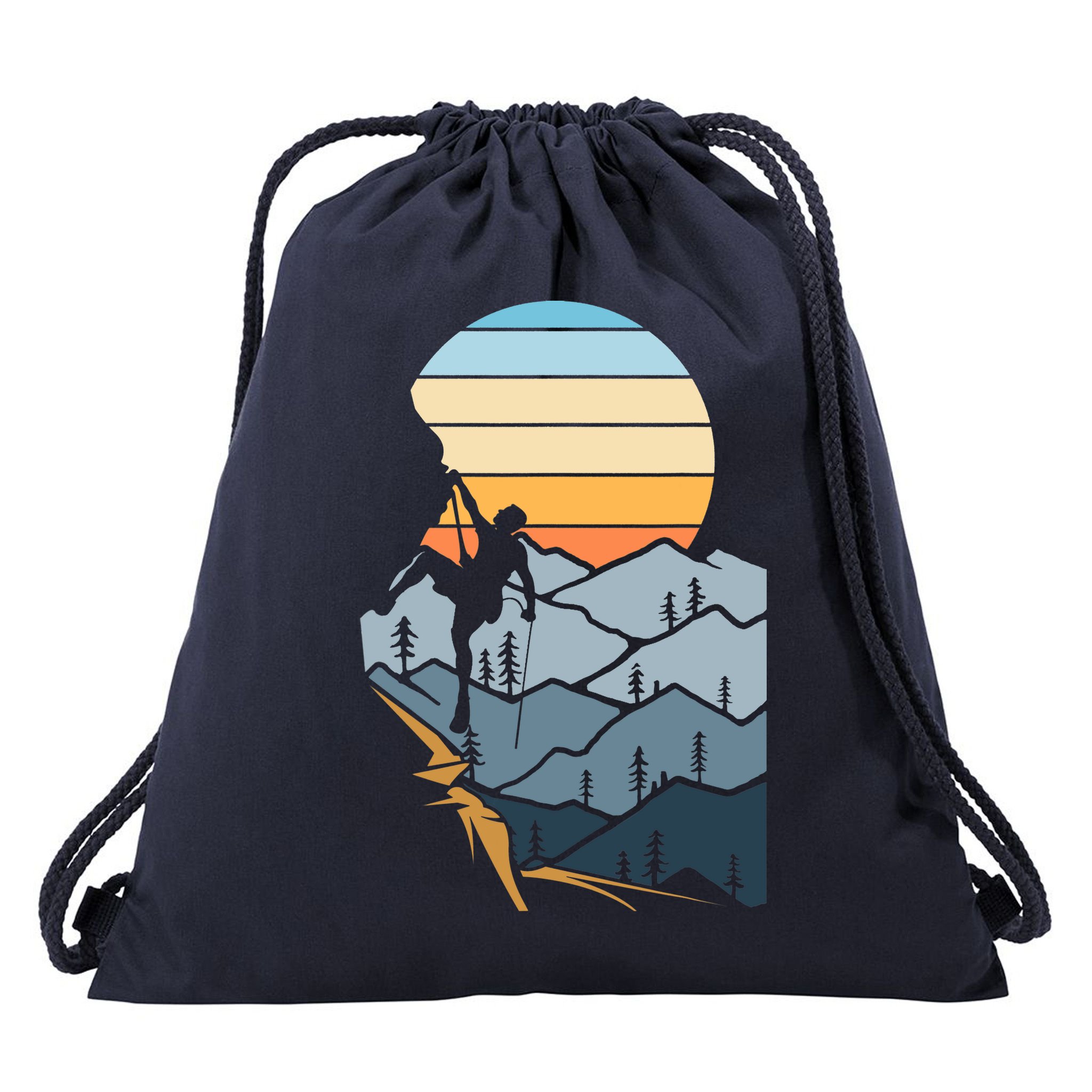 Mountain Climber Boulder Sports Hobby Retro Rock Climbing Drawstring Bag