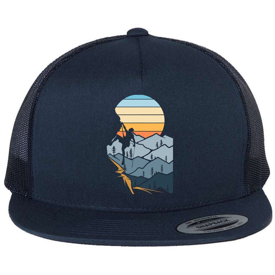 Mountain Climber Boulder Sports Hobby Retro Rock Climbing Flat Bill Trucker Hat