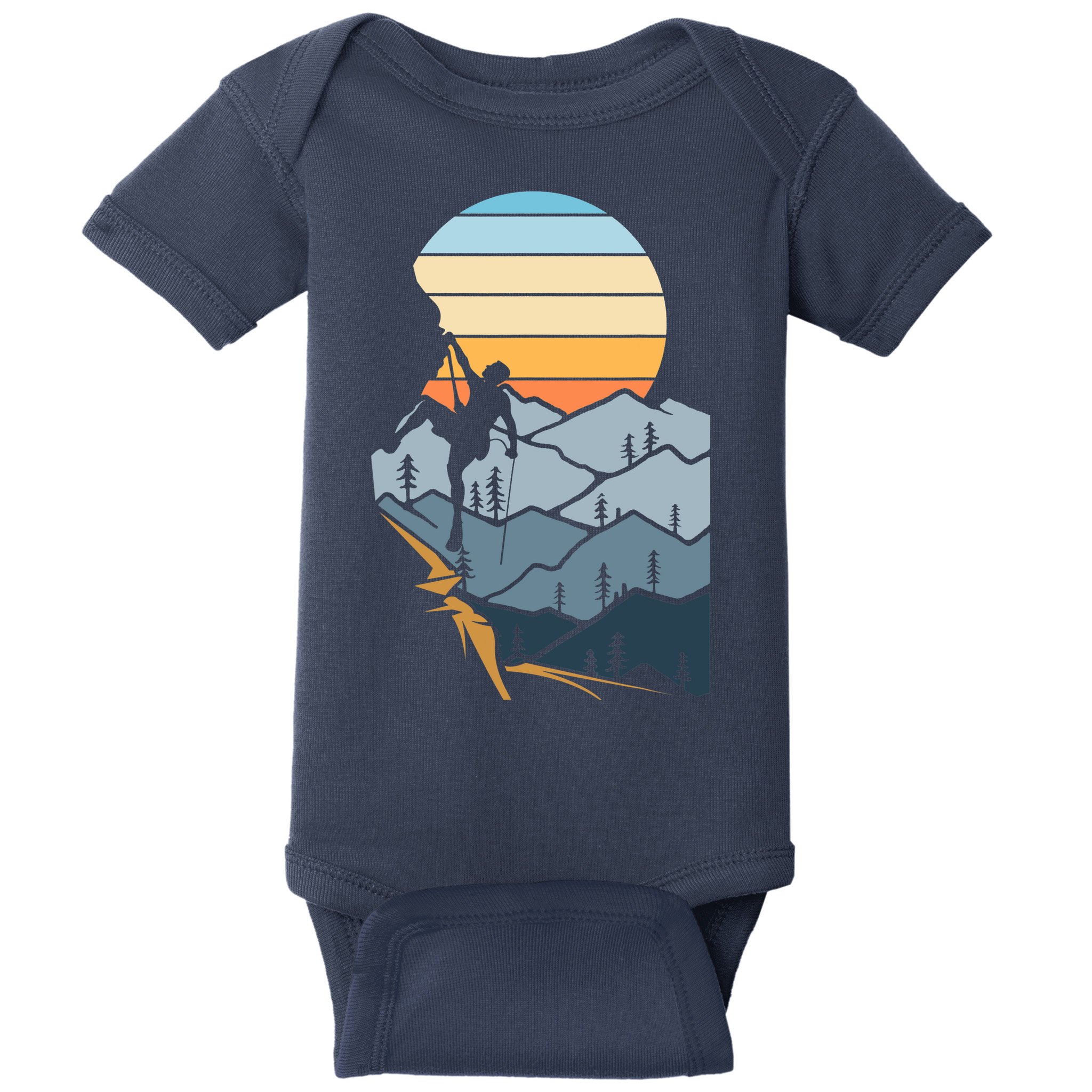 Mountain Climber Boulder Sports Hobby Retro Rock Climbing Baby Bodysuit