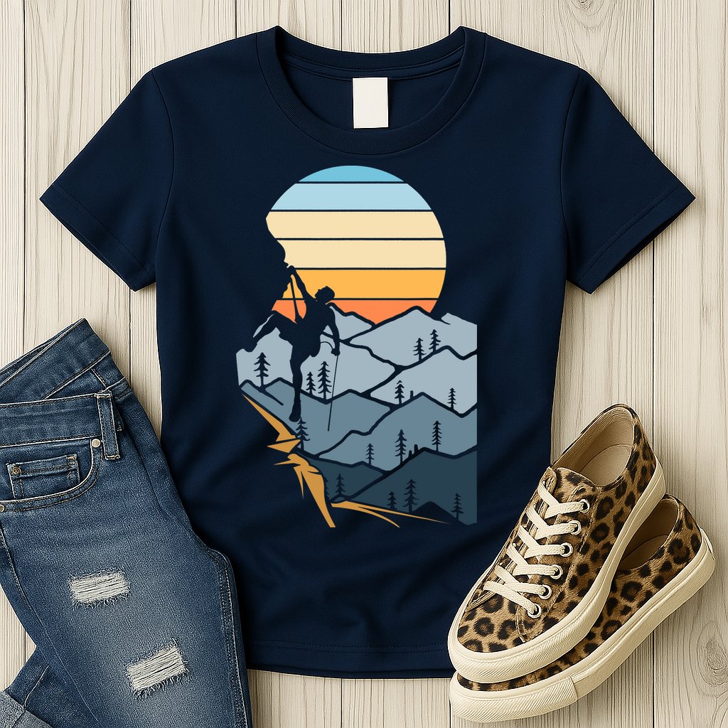 Mountain Climber Boulder Sports Hobby Retro Rock Climbing Womens T-Shirt