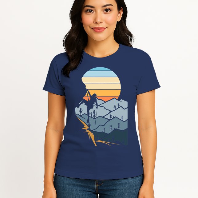 Mountain Climber Boulder Sports Hobby Retro Rock Climbing Womens T-Shirt