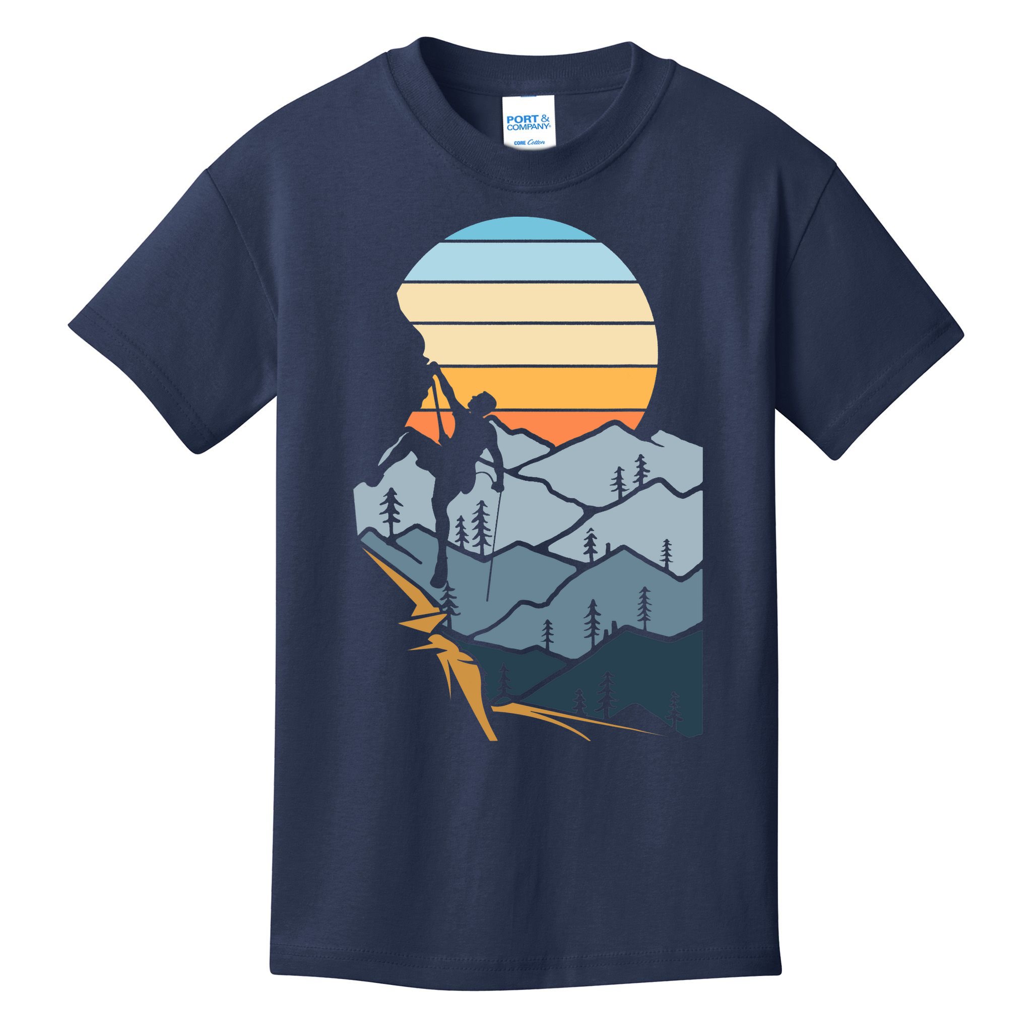 Mountain Climber Boulder Sports Hobby Retro Rock Climbing Kids T-Shirt
