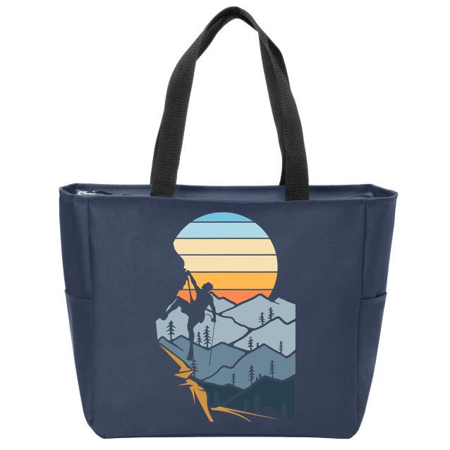 Mountain Climber Boulder Sports Hobby Retro Rock Climbing Zip Tote Bag