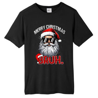 Merry Christmas Bruh Funny Santa Bruh Plaid Xmas Pajamas Tall Fusion ChromaSoft Performance T-Shirt