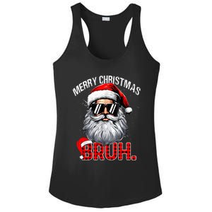 Merry Christmas Bruh Funny Santa Bruh Plaid Xmas Pajamas Ladies PosiCharge Competitor Racerback Tank