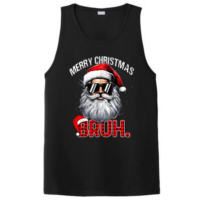 Merry Christmas Bruh Funny Santa Bruh Plaid Xmas Pajamas PosiCharge Competitor Tank