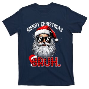 Merry Christmas Bruh Funny Santa Bruh Plaid Xmas Pajamas T-Shirt