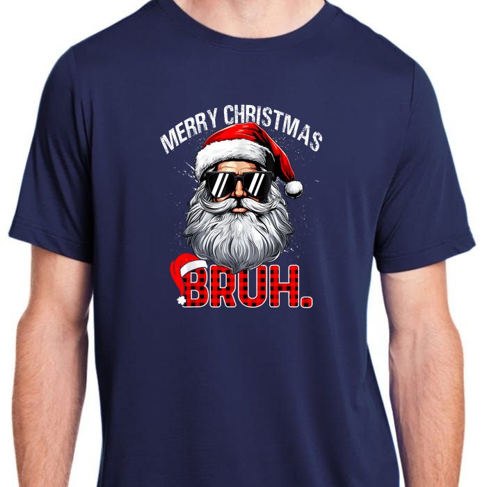 Merry Christmas Bruh Funny Santa Bruh Plaid Xmas Pajamas Adult ChromaSoft Performance T-Shirt