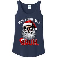 Merry Christmas Bruh Funny Santa Bruh Plaid Xmas Pajamas Ladies Essential Tank