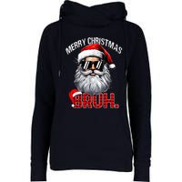 Merry Christmas Bruh Funny Santa Bruh Plaid Xmas Pajamas Womens Funnel Neck Pullover Hood