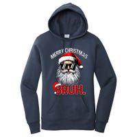 Merry Christmas Bruh Funny Santa Bruh Plaid Xmas Pajamas Women's Pullover Hoodie