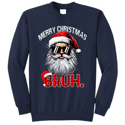 Merry Christmas Bruh Funny Santa Bruh Plaid Xmas Pajamas Tall Sweatshirt