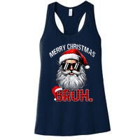 Merry Christmas Bruh Funny Santa Bruh Plaid Xmas Pajamas Women's Racerback Tank