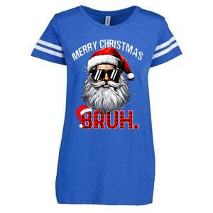 Merry Christmas Bruh Funny Santa Bruh Plaid Xmas Pajamas Enza Ladies Jersey Football T-Shirt