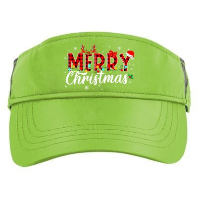 Merry Christmas Buffalo Plaid Red Santa Family Matching Xmas Adult Drive Performance Visor