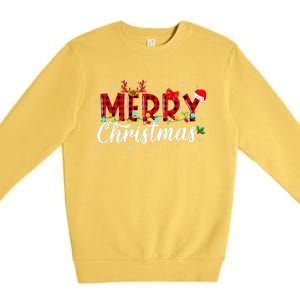 Merry Christmas Buffalo Plaid Red Santa Family Matching Xmas Premium Crewneck Sweatshirt